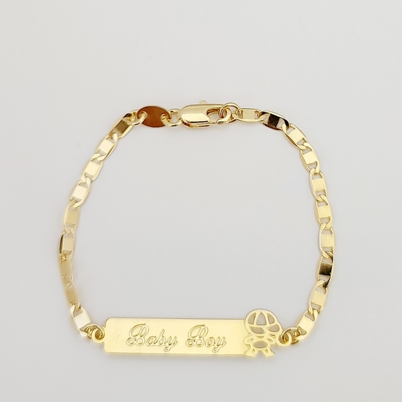 18k GF baby boy logo bracelet. New - Picture 2 of 8